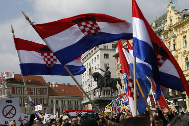 Christian Nationalists in Croatia March Against EU-LGBT Tyranny