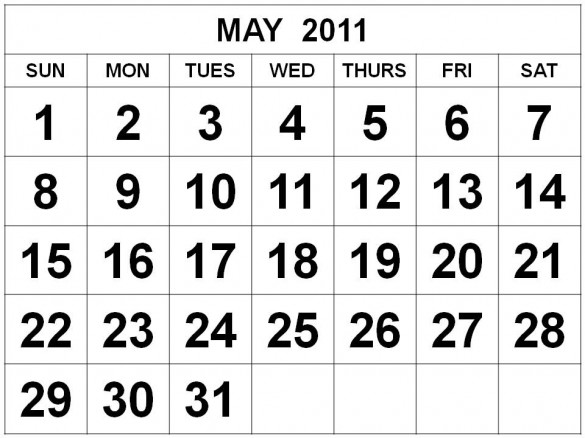 calendar may 2011 template. 5A Printable Calendar May 2011