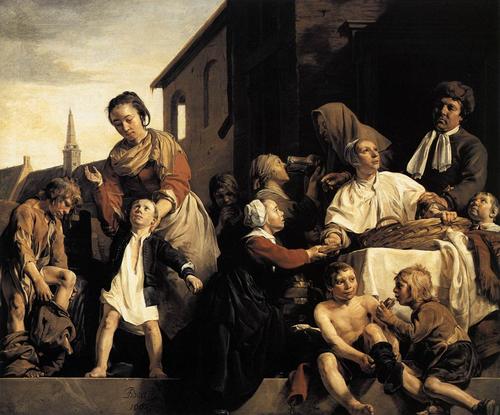 Tending-Children-At-The-Orphanage-In-Haarlem-Jan-De-Bray-Oil-Painting-AB03375