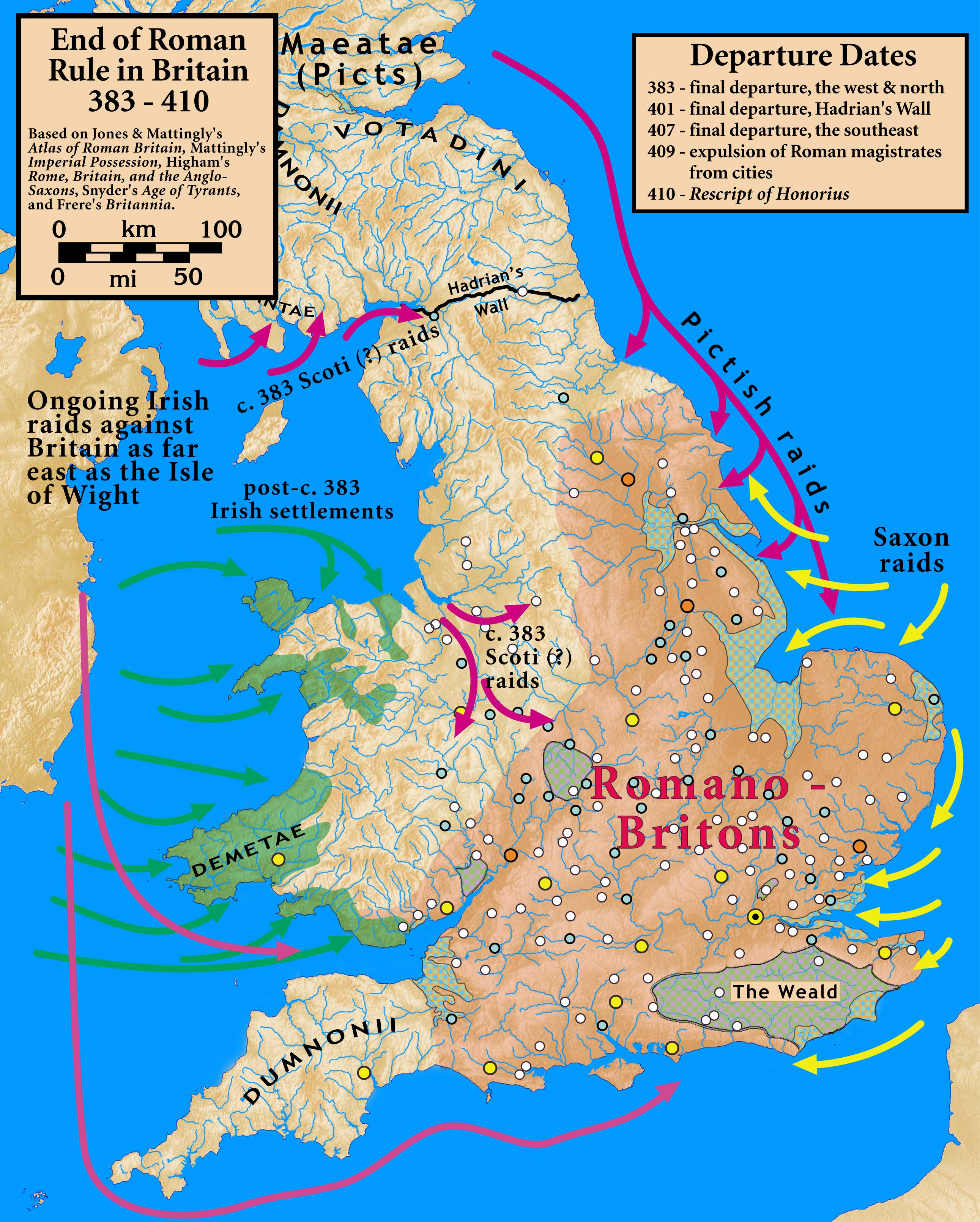 Roman Britain map immigration raids invasion