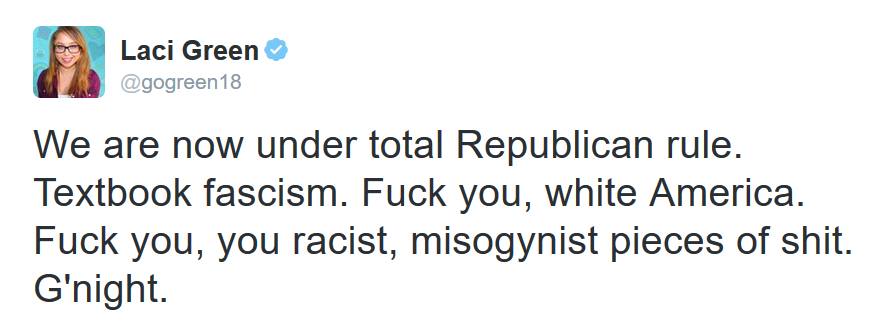 Laci Green-@gogreen18-feminist-fascist-racist-misogynist-Donald Trump
